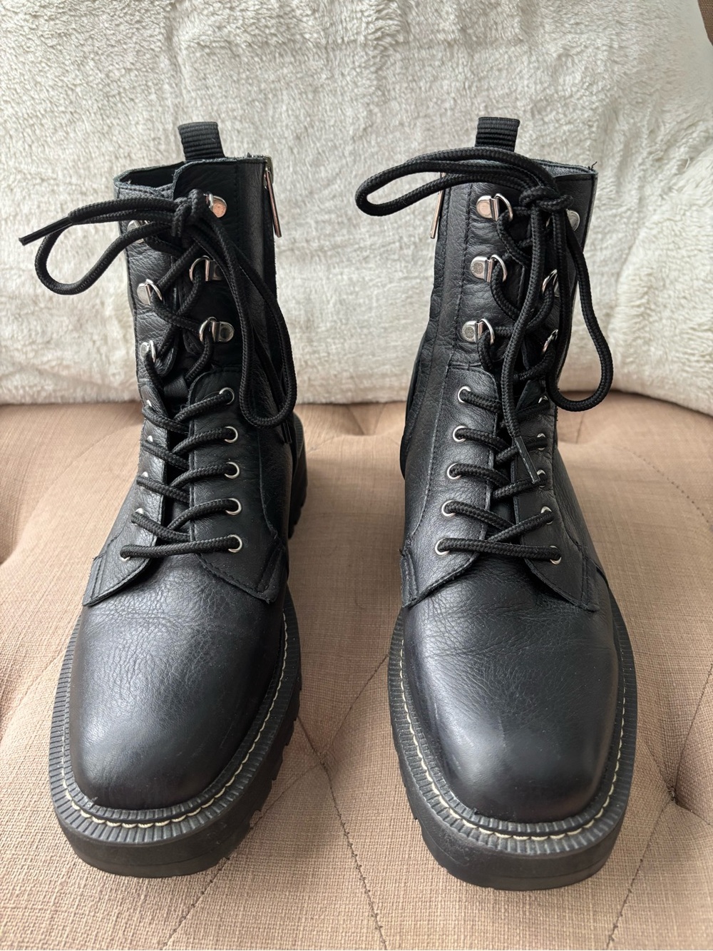 Sam Edelman Black Lace-Up Boots
